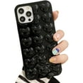 thumbnail image 1 of Compatible with iPhone Case,Cute Electro Plated 3D Heart Glossy Full Body Protection Soft Shockproof Cover Phone Case (Black,iPhone 14 Pro), 1 of 6