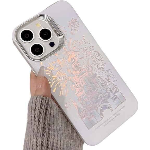 Compatible with iPhone Case,Cute Laser Glitter Bling Sparkly Castle[ Drop & Full Body Protection] Shockproof Cover Phone Case (Silver,iPhone 12 Pro)