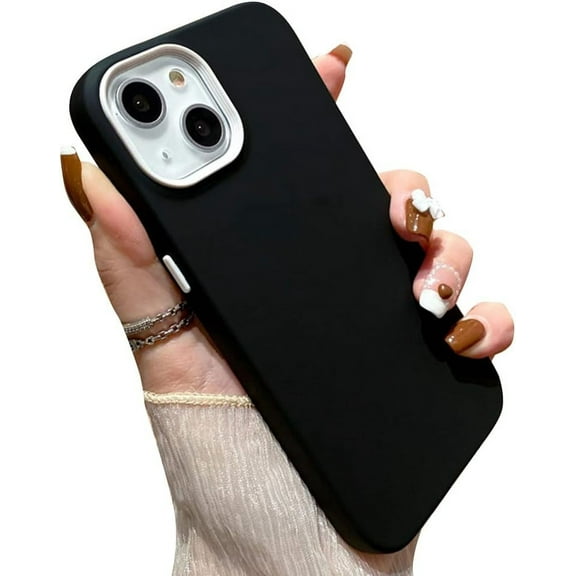 Compatible with iPhone Case,Cute Liquid Silicone Anti-Scratch 3 Layers Full Body Protection Soft Shockproof Cover Phone Case (Black,iPhone 13 Pro)