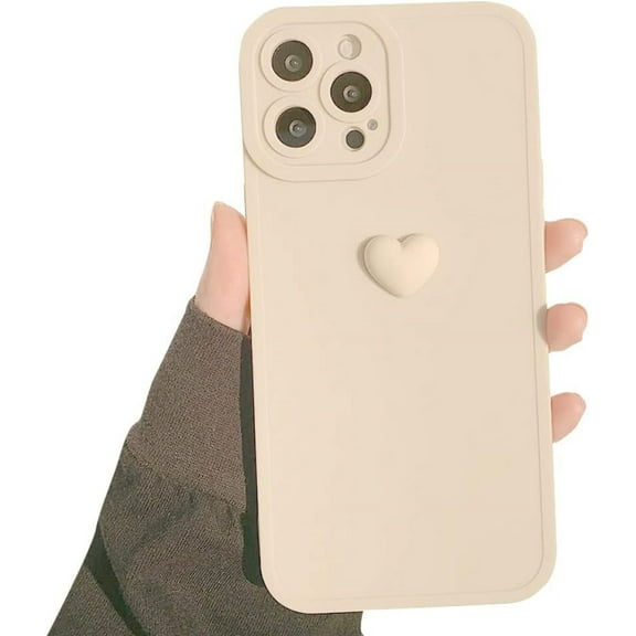 Compatible with iPhone Case,Cute Lovely 3D Heart Camera Lens Protection Bumper Soft Shockproof Cover Phone Case for Women Girls (White,iPhone Xs Max)