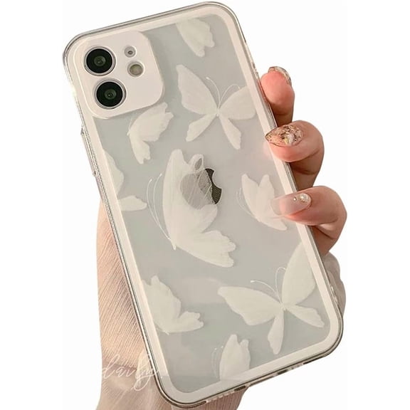Compatible with iPhone Case,Cute Lovely Butterfly Bumper Camera Lens Protection Silicone Clear Soft Shockproof Cover Phone Case (White,iPhone Xr)