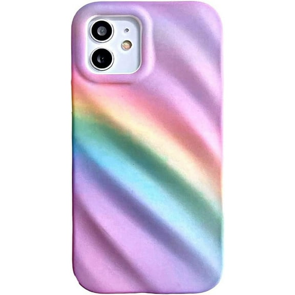 Compatible with iPhone Case,Cute Rainbow Curly Wave Water Ripple Shape Pattern Protection Soft Shockproof Cover Phone Case (Purple,iPhone 14 Pro Max)