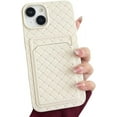 thumbnail image 1 of Compatible with iPhone Case,Cute Weave Texture Credit Card Slot Holder Wallet Protection Soft Shockproof Cover Phone Case (White,iPhone 12 Pro), 1 of 9