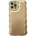 thumbnail image 1 of Compatible with iPhone Case,Electro Plated Curly Wave Frame Cushion Camera Lens Protection Soft Shockproof Cover Phone Case (Gold,iPhone 14 Plus), 1 of 7