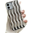 thumbnail image 1 of Compatible with iPhone Case,Electro Plated Curly Wave Water Ripple Pattern Camera Lens Protection Soft Shockproof Cover Phone Case (White,iPhone 12), 1 of 8