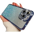 thumbnail image 1 of Compatible with iPhone Case,Glitter Diamond Electro Plated Bumper Clear Camera Lens Protection Soft Shockproof Cover Phone Case (Blue,iPhone 14 Plus), 1 of 8