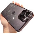 thumbnail image 1 of Compatible with iPhone Case,Glitter Electro Plated Frame Clear Camera Lens Protection Soft Shockproof Cover Phone Case (Black,iPhone 15 Pro), 1 of 7