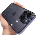thumbnail image 1 of Compatible with iPhone Case,Glitter Electro Plated Frame Clear Camera Lens Protection Soft Shockproof Cover Phone Case (Blue,iPhone 14 Plus), 1 of 7