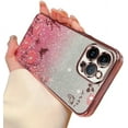 thumbnail image 1 of Compatible with iPhone Case,Glitter Flower Floral Clear Electroplated Bumper Camera Lens Protection Soft Shockproof Cover Phone Case (Pink,iPhone 12), 1 of 6