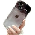 thumbnail image 1 of Compatible with iPhone Case,Gradient Color Curly Wave Frame Camera Lens Protection Clear Soft Shockproof Cover Phone Case (Black,iPhone 13), 1 of 9
