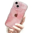 thumbnail image 1 of Compatible with iPhone Case,Gradient Color Curly Wave Frame Camera Lens Protection Clear Soft Shockproof Cover Phone Case (Pink,iPhone 14 Plus), 1 of 8
