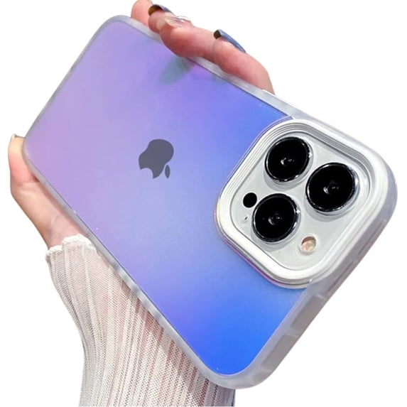 Compatible with iPhone Case,Laser Holographi Matte Dual Layer Clear Bumper Full Body Protection Soft Shockproof Cover Phone Case (White,iPhone 11)