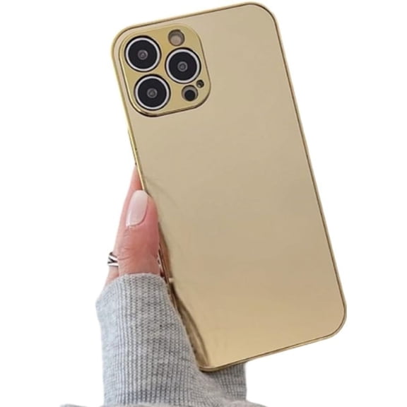 Compatible with iPhone Case,Luxury Electroplated Bling Makeup Mirror [ Drop & Camera Lens Protection] Shockproof Cover Phone Case (Gold,iPhone 13)