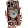 thumbnail image 1 of Compatible with iPhone Case,Luxury Electroplated Heart Shpae Hollow Camera Lens Protection Soft Shockproof Cover Phone Case (Pink,iPhone 12), 1 of 7