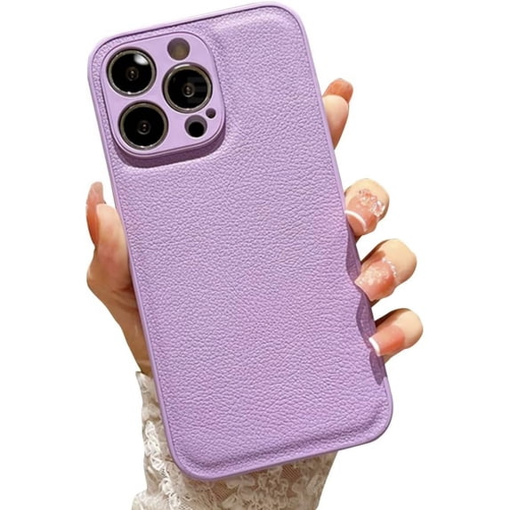Compatible with iPhone Case,Luxury PU Leather Anti-Scratch Bumper Camera Lens Protection Soft Shockproof Cover Phone Case (Purple,iPhone 12 Pro Max)