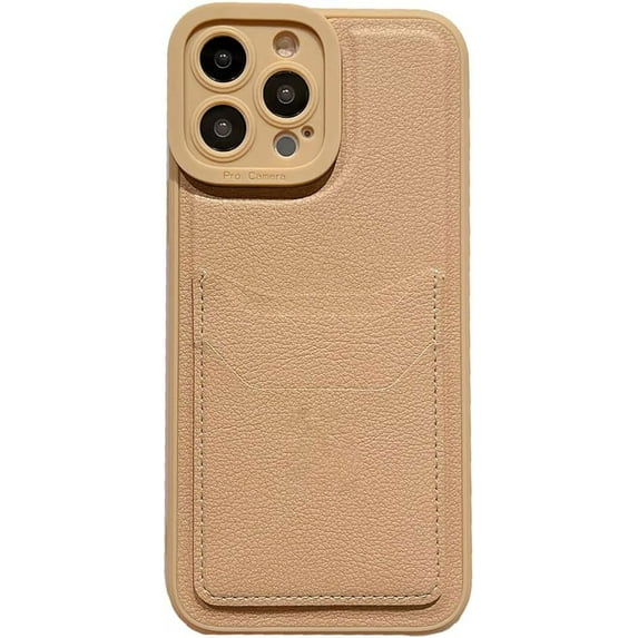 Compatible with iPhone Case,PU Leather Credit Card Slot Holder Wallet Camera Lens Protection Shockproof Cover Phone Case (Brown,iPhone 12)