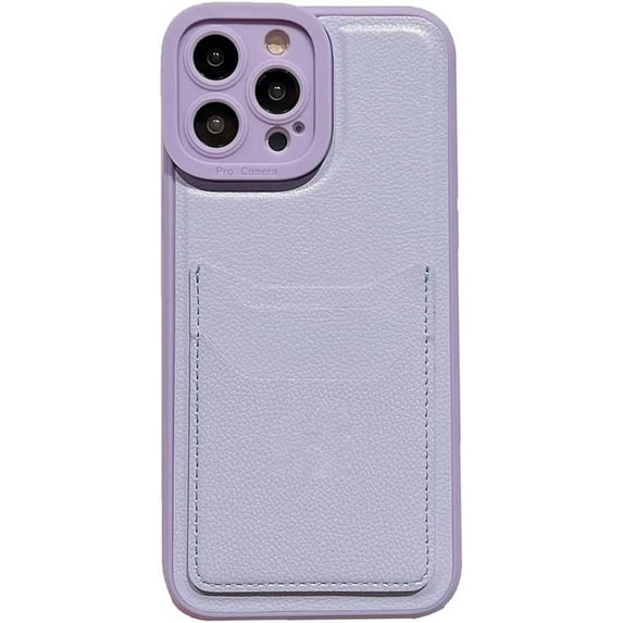 Compatible with iPhone Case,PU Leather Credit Card Slot Holder Wallet Camera Lens Protection Shockproof Cover Phone Case (Purple,iPhone 11)