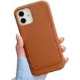 thumbnail image 1 of Compatible with iPhone Case,PU Leather Credit Card Slot Holder Wallet Full Body Protection Soft Shockproof Cover Phone Case (Brown,iPhone 15 Pro), 1 of 7