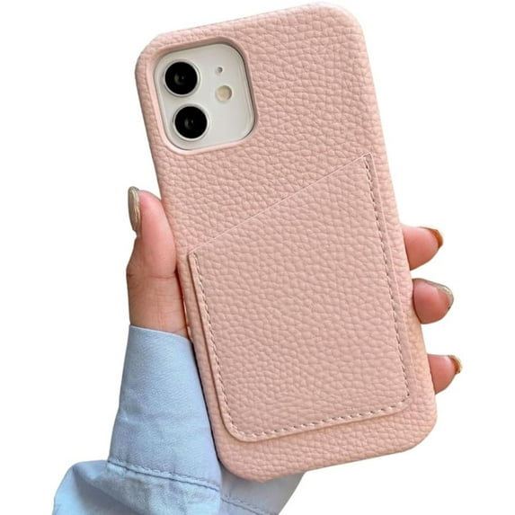 Compatible with iPhone Case,PU Leather Credit Card Slot Holder Wallet Full Body Protection Soft Shockproof Cover Phone Case (Pink,iPhone 13 Pro Max)