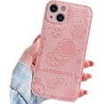 thumbnail image 1 of Compatible with iPhone Case,PU Leather Cute Cartoon Astronaut Bumper Camera Lens Protection Soft Shockproof Cover Phone Case (Pink,iPhone 14 Pro Max), 1 of 6