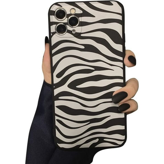 Compatible with iPhone Case,Retro Zebra Print Bumper Camera Lens Protection Soft Shockproof Cover Phone Case (Black,iPhone 11)