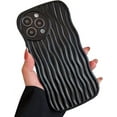 thumbnail image 1 of Compatible with iPhone Case,Ripple Pattern Curly Wave Frame Round Circle Camera Lens Protection Soft Shockproof Cover Phone Case (Black,iPhone 14), 1 of 7