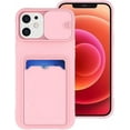 thumbnail image 1 of Compatible with iPhone Case,Slide Camera Lens Protection Credit Card Slot Holder Wallet Bumper Soft Shockproof Cover Phone Case (Pink,iPhone 13 Pro), 1 of 7