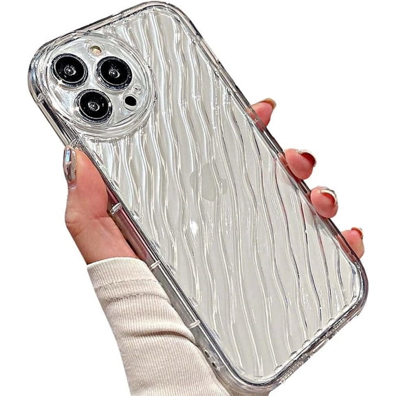 Compatible with iPhone Case,Water Ripple Curly Wave Pattern Camera Lens Protection Soft Shockproof Cover Phone Case (Clear,iPhone 11)
