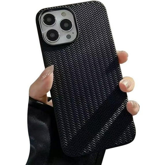 Compatible with iPhone Case,Weaving Chevron Herringbone Pattern Protection Soft Shockproof Cover Phone Case (Black,iPhone 12 Pro)