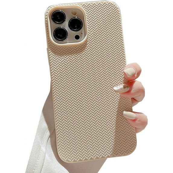 Compatible with iPhone Case,Weaving Chevron Herringbone Pattern Protection Soft Shockproof Cover Phone Case (White,iPhone 14 Plus)