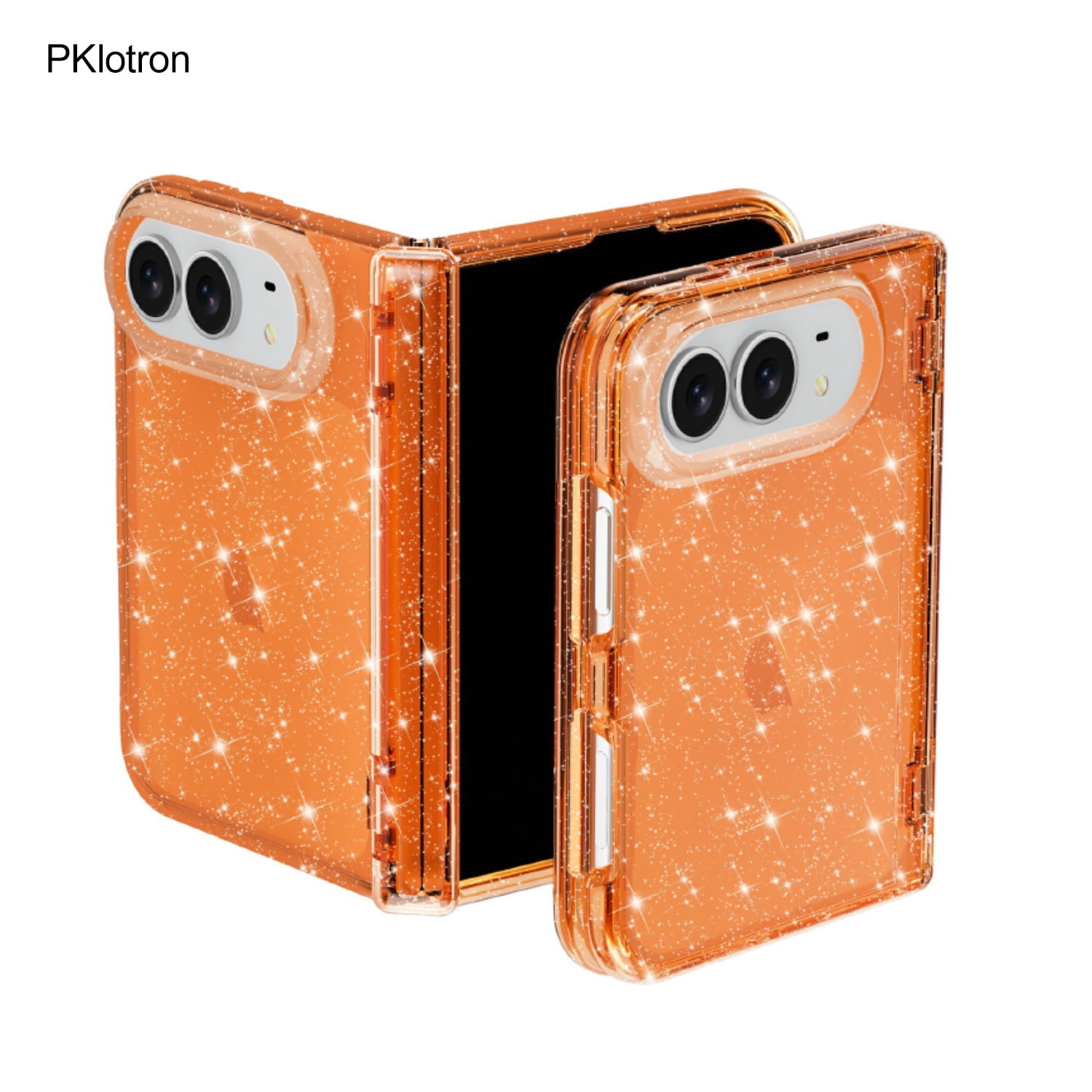 Compatible with iPhone Duo PC Case, Semi-Transparent Sparkle Foldable ...