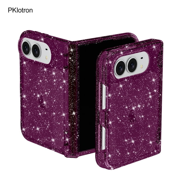 Compatible with iPhone Duo PC Case, Semi-Transparent Sparkle Foldable ...