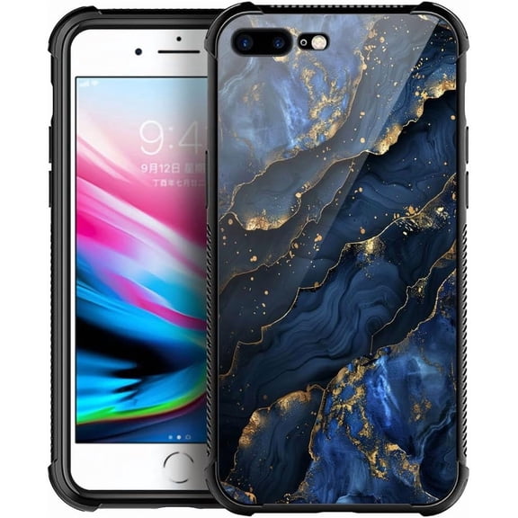 Compatible with iPhone SE 2022 Case, Blue Luminous Marble, Anti-Scratch Soft TPU Shockproof Unique Protective Cover Pattern Design