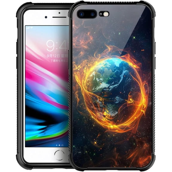 Compatible with iPhone SE 2022 Case, Fire Surrounds Earth, Anti-Scratch Soft TPU Shockproof Unique Protective Cover Pattern Design