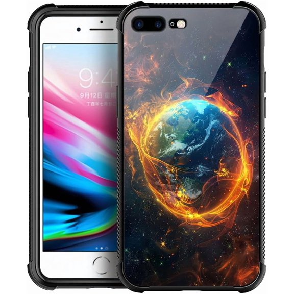 Compatible with iPhone SE 2022 Case, Fire Surrounds Earth, Anti-Scratch Soft TPU Shockproof Unique Protective Cover Pattern Design