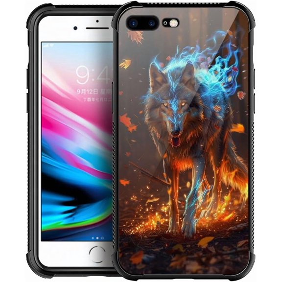 Compatible with iPhone SE 2022 Case, The Wolf was on Fire, Anti-Scratch Soft TPU Shockproof Unique Protective Cover Pattern Design