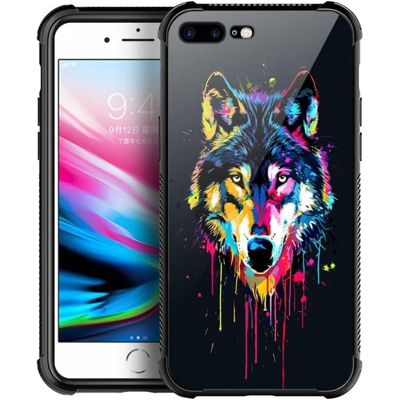 Compatible with iPhone SE 2022 Case, Wolf Colorful Graffiti, Anti-Scratch Soft TPU Shockproof Unique Protective Cover Pattern Design