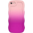 thumbnail image 1 of Compatible with iPhone SE/7/8 Case 4.7", Cute Kawaii Curly Wave Frame Shape Soft TPU Shockproof Protective Phone Cover for Women Girls, Pink/Plum, 1 of 8