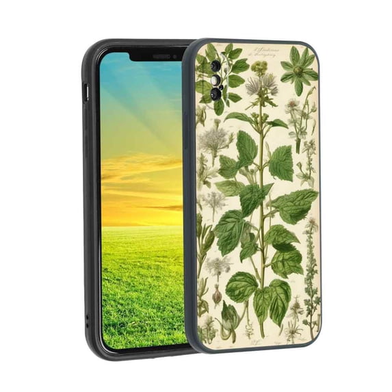 Compatible with iPhone X Phone Case, Vintage-botanical-herb-illustrations-6 Case Silicone Protective for Teen Girl Boy Case for iPhone X