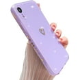 thumbnail image 1 of Compatible with iPhone XR Case,Love Heart Pattern Design Soft TPU Shockproof Protective Case Bling Sparkly Glitter Cover for iPhone XR-Purple, 1 of 10