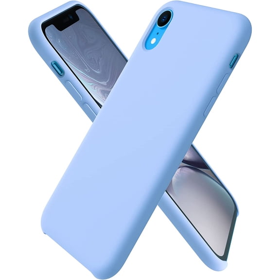 Compatible with iPhone XR Case, Slim Liquid Silicone Case with Open Bottom Style, Soft Gel Rubber Cover Phone Case for iPhone XR 6.1 inch, Light Blue