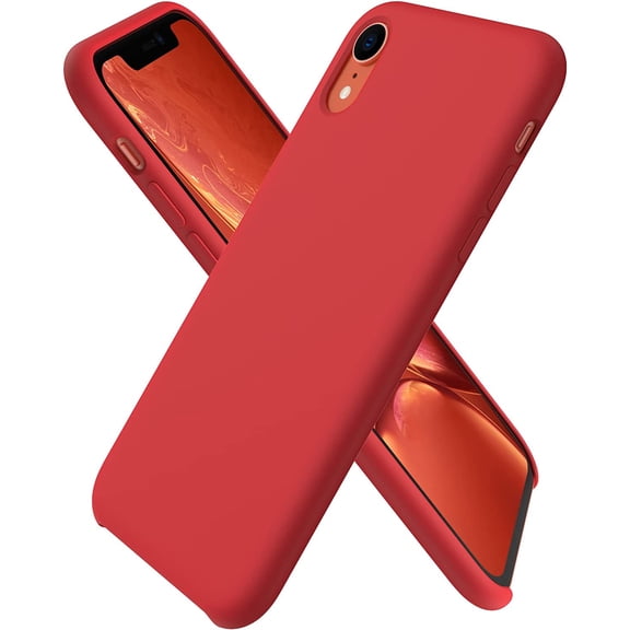 Compatible with iPhone XR Case, Slim Liquid Silicone Case with Open Bottom Style, Soft Gel Rubber Cover Phone Case for iPhone XR 6.1 inch, Red