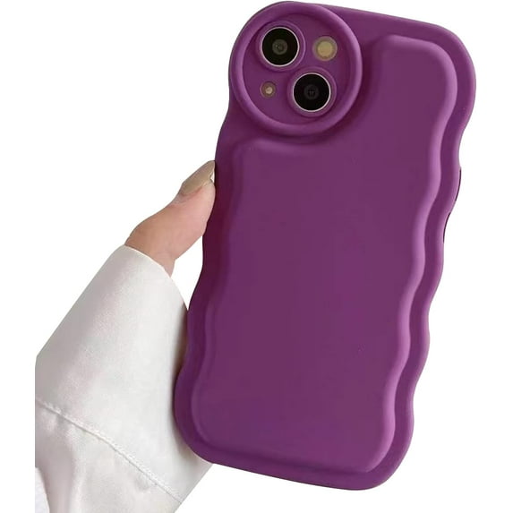 Compatible with iPhone XR Case, Solid Color Cute Curly Wave Soft Raised Corners Back Silicone Shockproof Bumper Case for iPhone XR, Purple