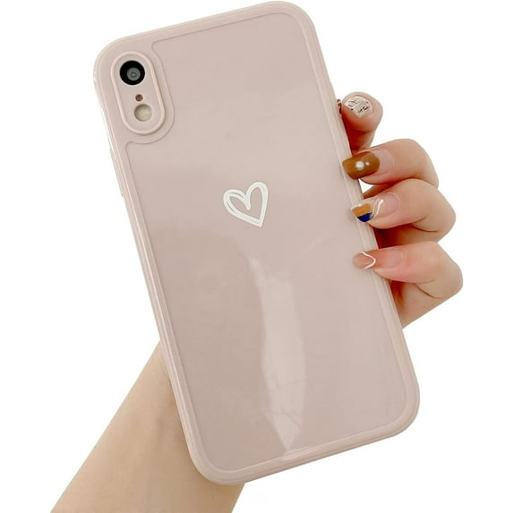 Compatible with iPhone XR Case for Women Girls, Cute Love Heart Pattern Soft Slim TPU Protective Bumper Phone Case for iPhone XR 6.1"-Pink