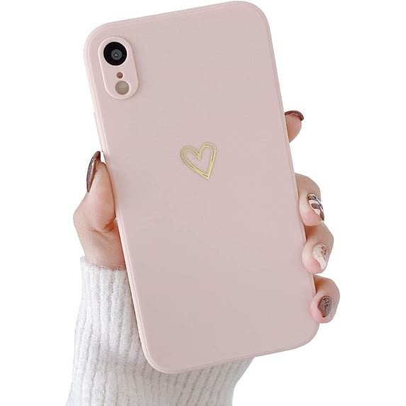 Compatible with iPhone XR Case for Women Girls, Soft Flexible Durable Cute Heart Pattern Slim Thin TPU Shockproof Case for iPhone XR 6.1" -Pink