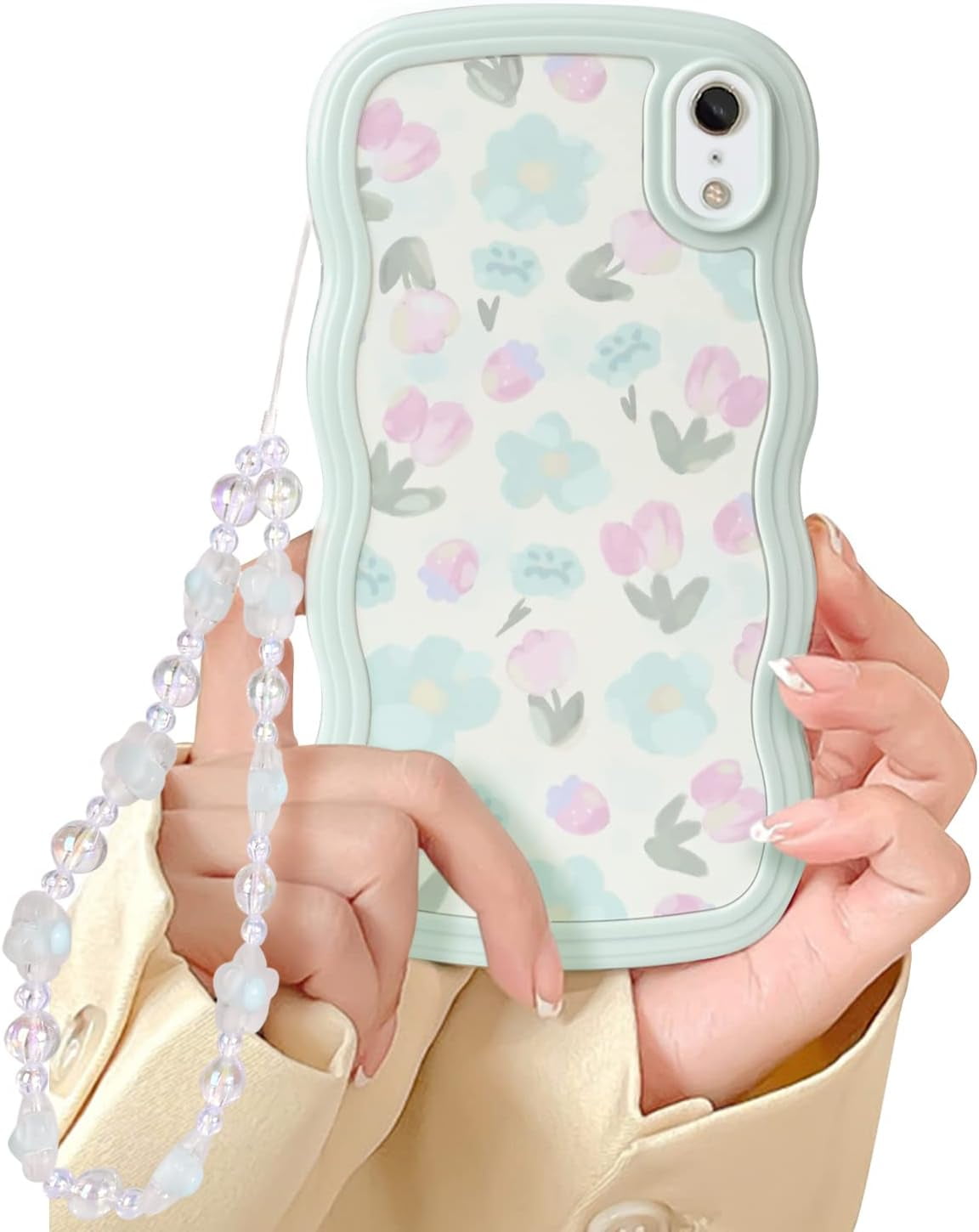 Compatible with iPhone XR Case with Phone Charm/Chain,Cute Flower