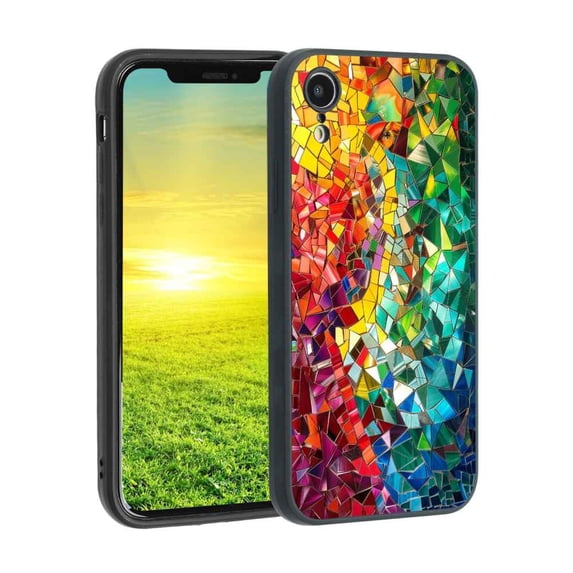 Compatible with iPhone XR Phone Case, Colorful-geometric-mosaics-1 Case Silicone Protective for Teen Girl Boy Case for iPhone XR