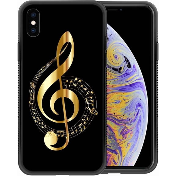 Compatible with iPhone Xs Case,Pattern Design Hard PC Back Cover Non-Slip Soft TPU Protective Case for iPhone Xs for Women 5.8inch-Music Notation