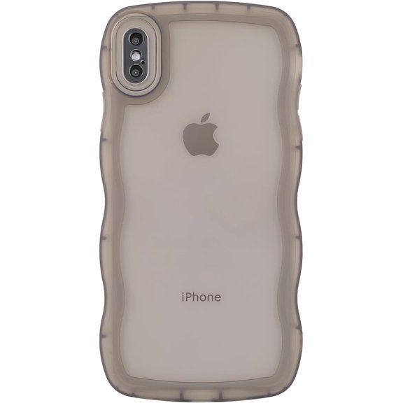Compatible with iPhone Xs Max Case 6.5", Cute Curly Wave Frame Shape Soft TPU Shockproof Protective Phone Cover for Women Girls, Black
