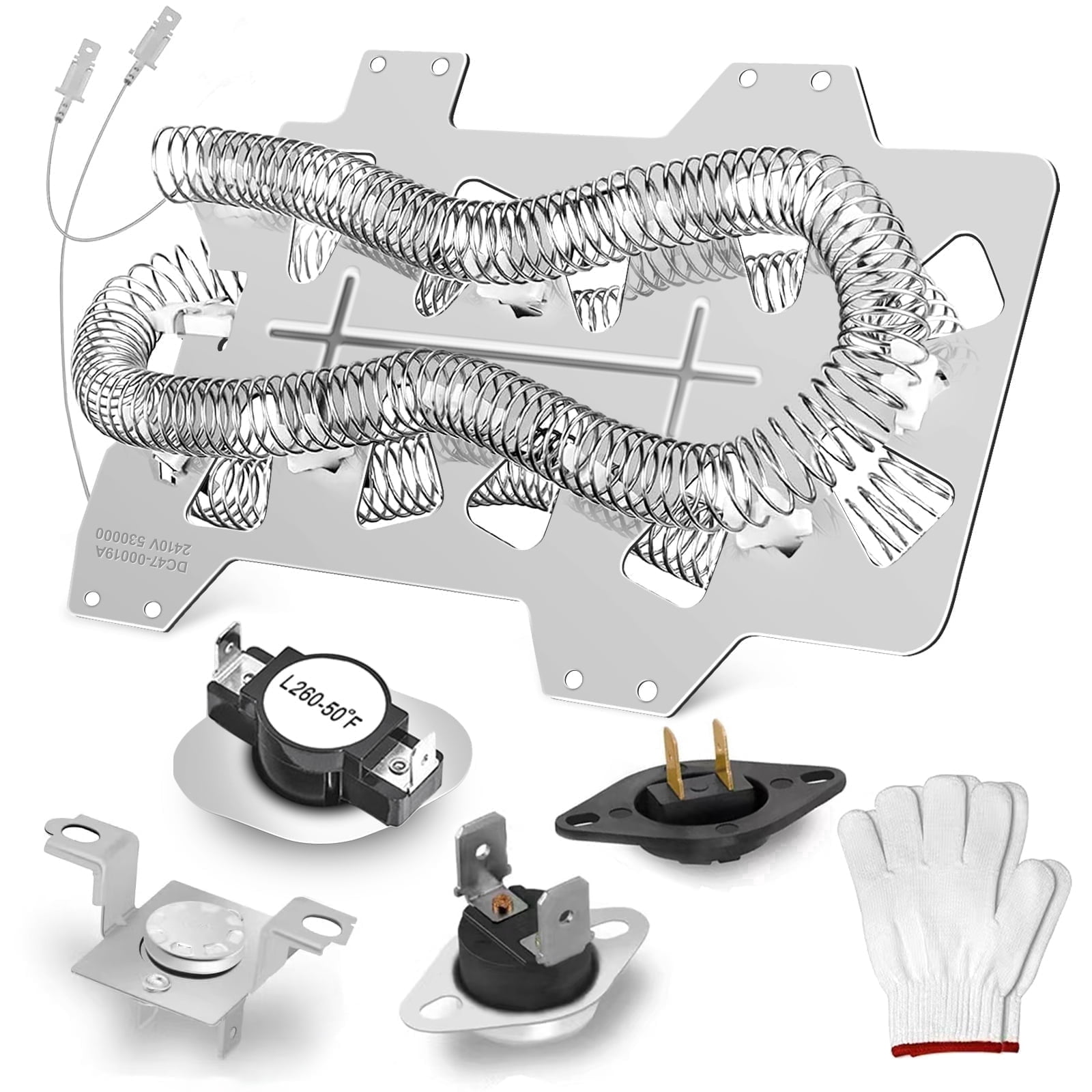 DC47-00019A Heating Element Compatible with the heating elements of Samsung brand dryers that are equipped with temperature control fuses DV45H7000EW/A2, DVE50R5200W/A3